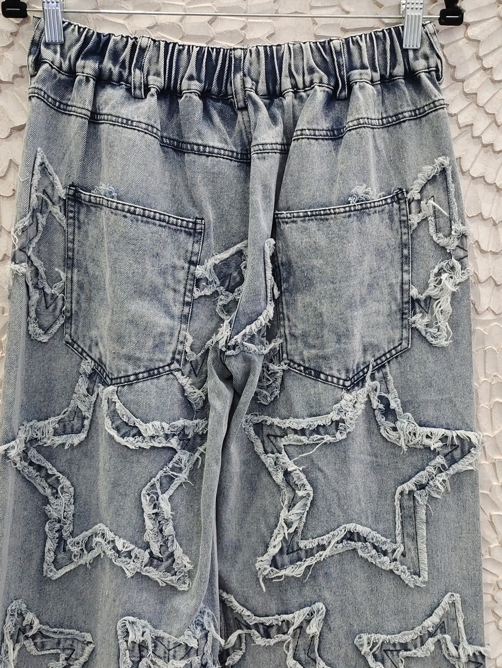 Boho Star Appliqué Wide-Leg Jeans - Light Blue - Picture 6 of 7